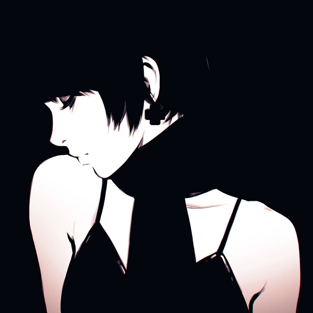 ảnh anime màu đen chill