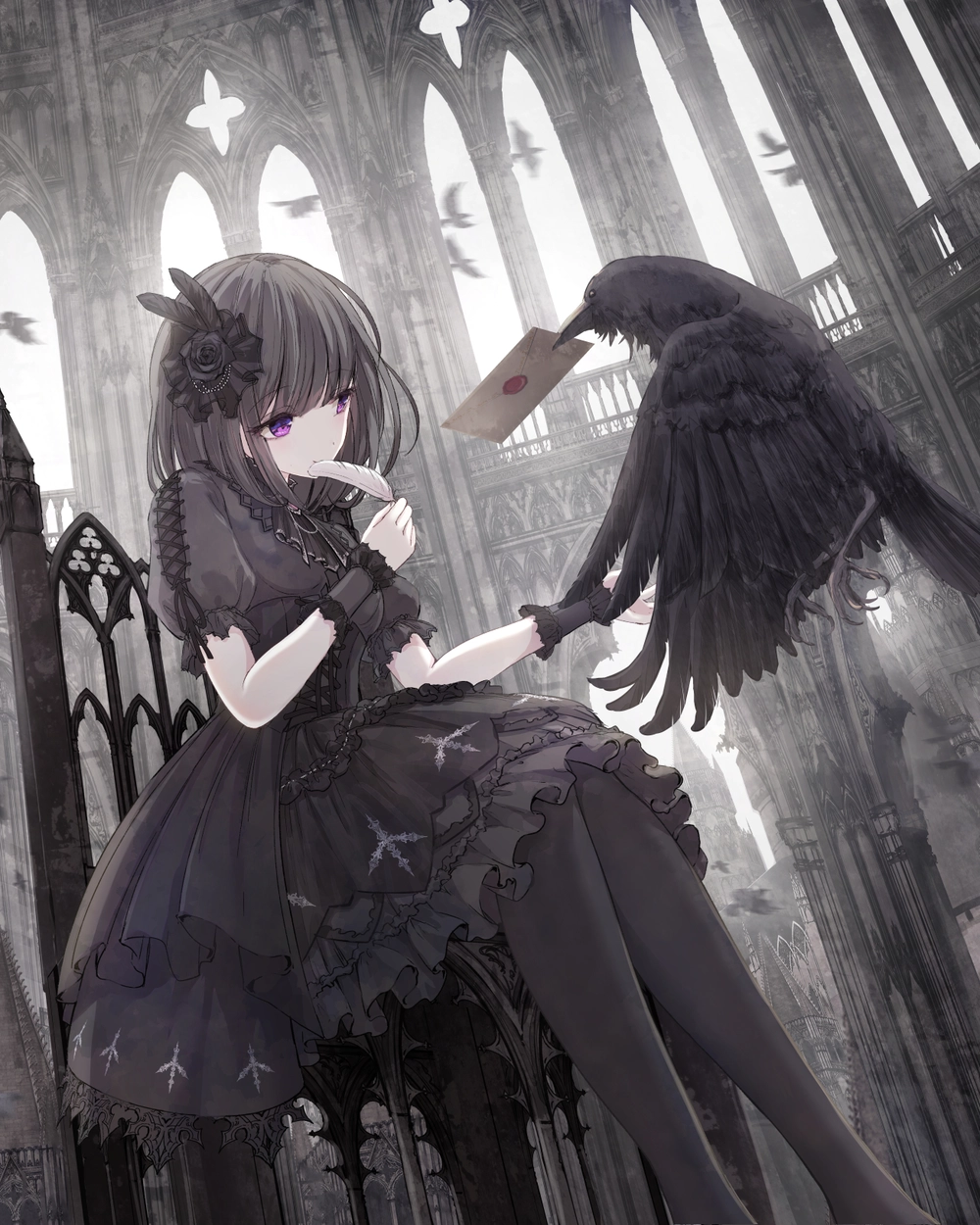 ảnh anime màu đen lãng mạn