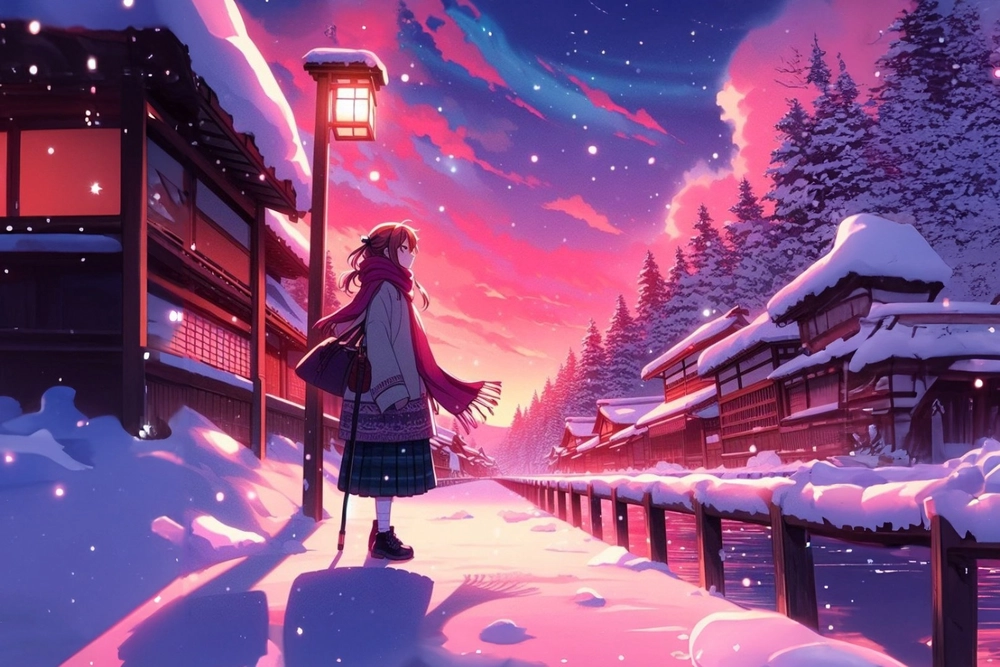 ảnh anime mùa đông tuyết