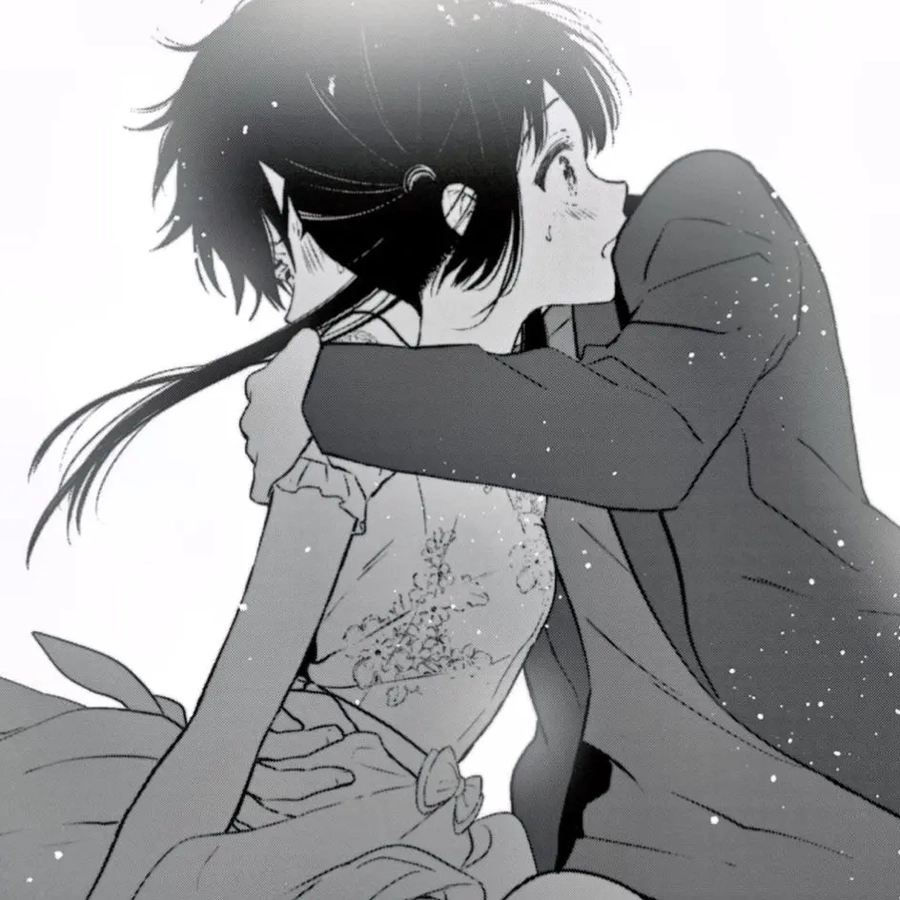 anime cặp đôi đen trắng cute