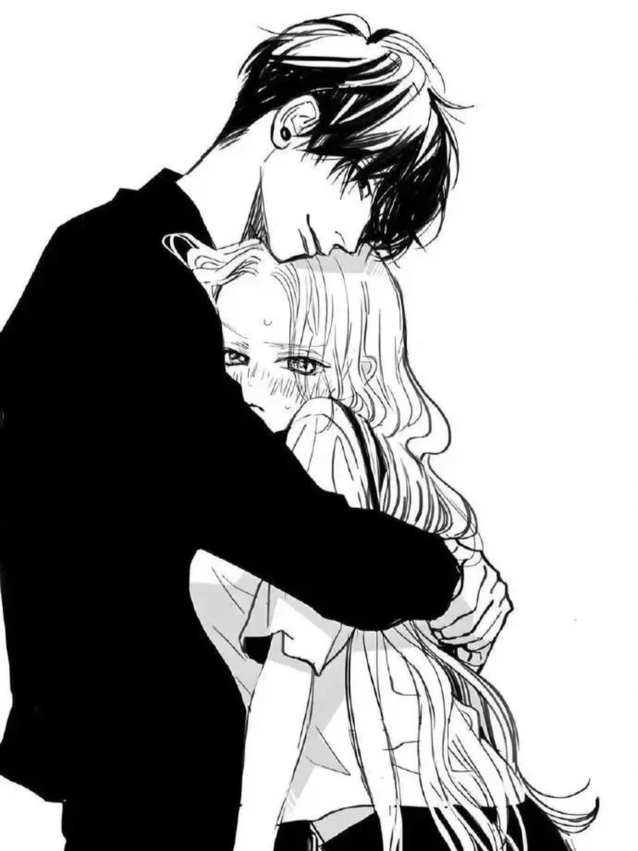 anime couple trắng đen cảm xúc