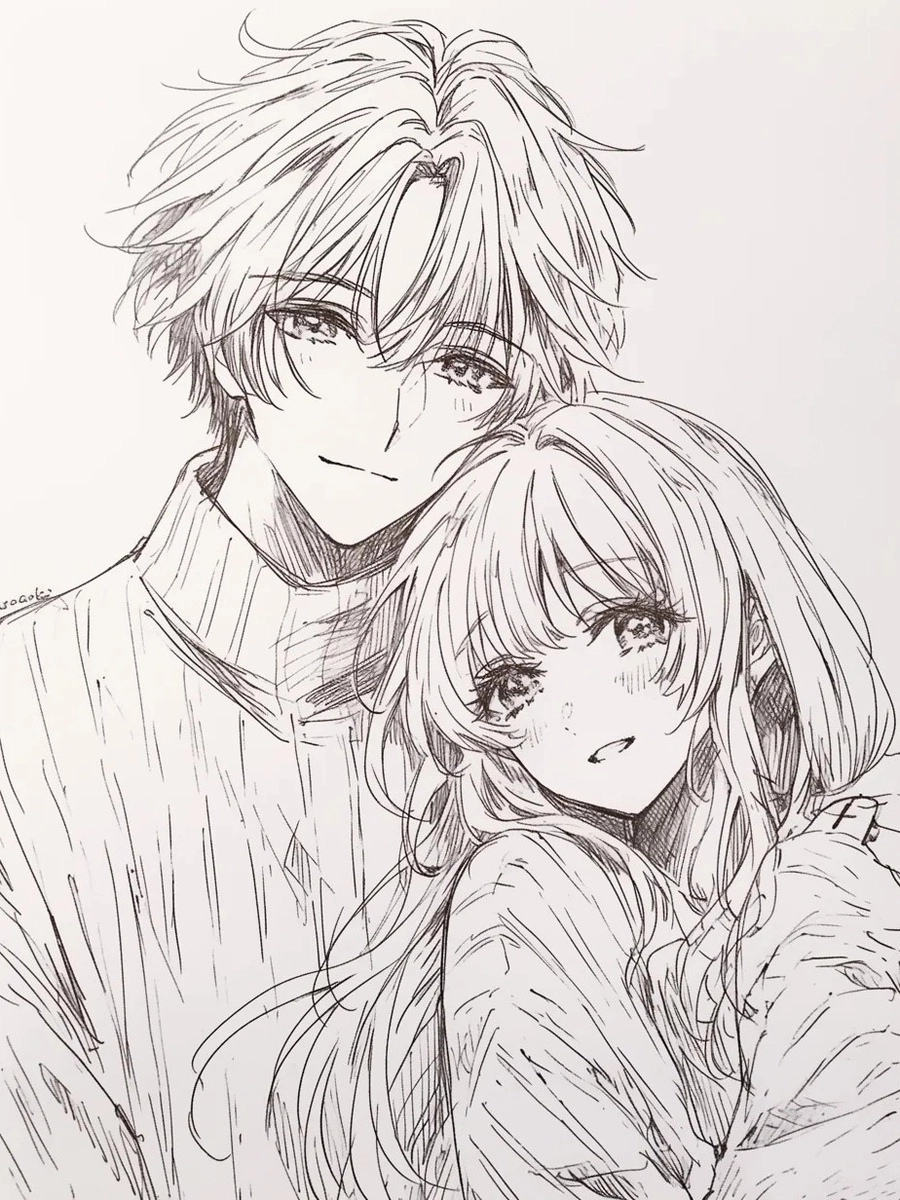 anime đôi trắng đen lãng mạn