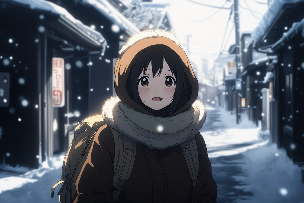 anime tuyết rơi trên phố
