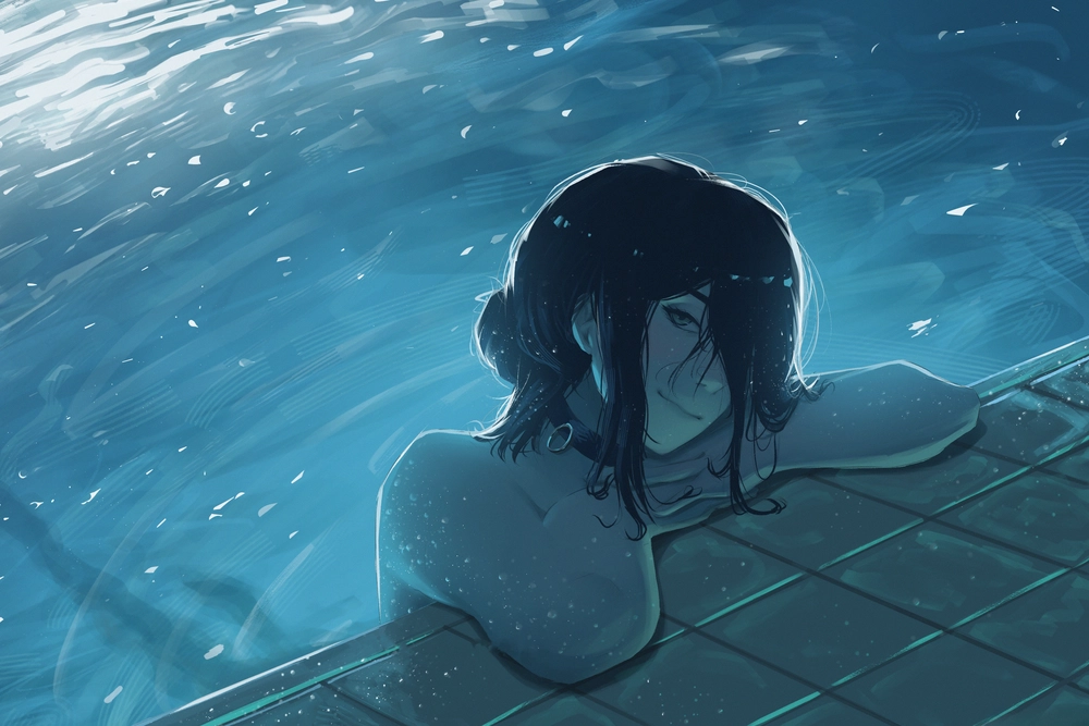 ảnh reze dưới bể bơi