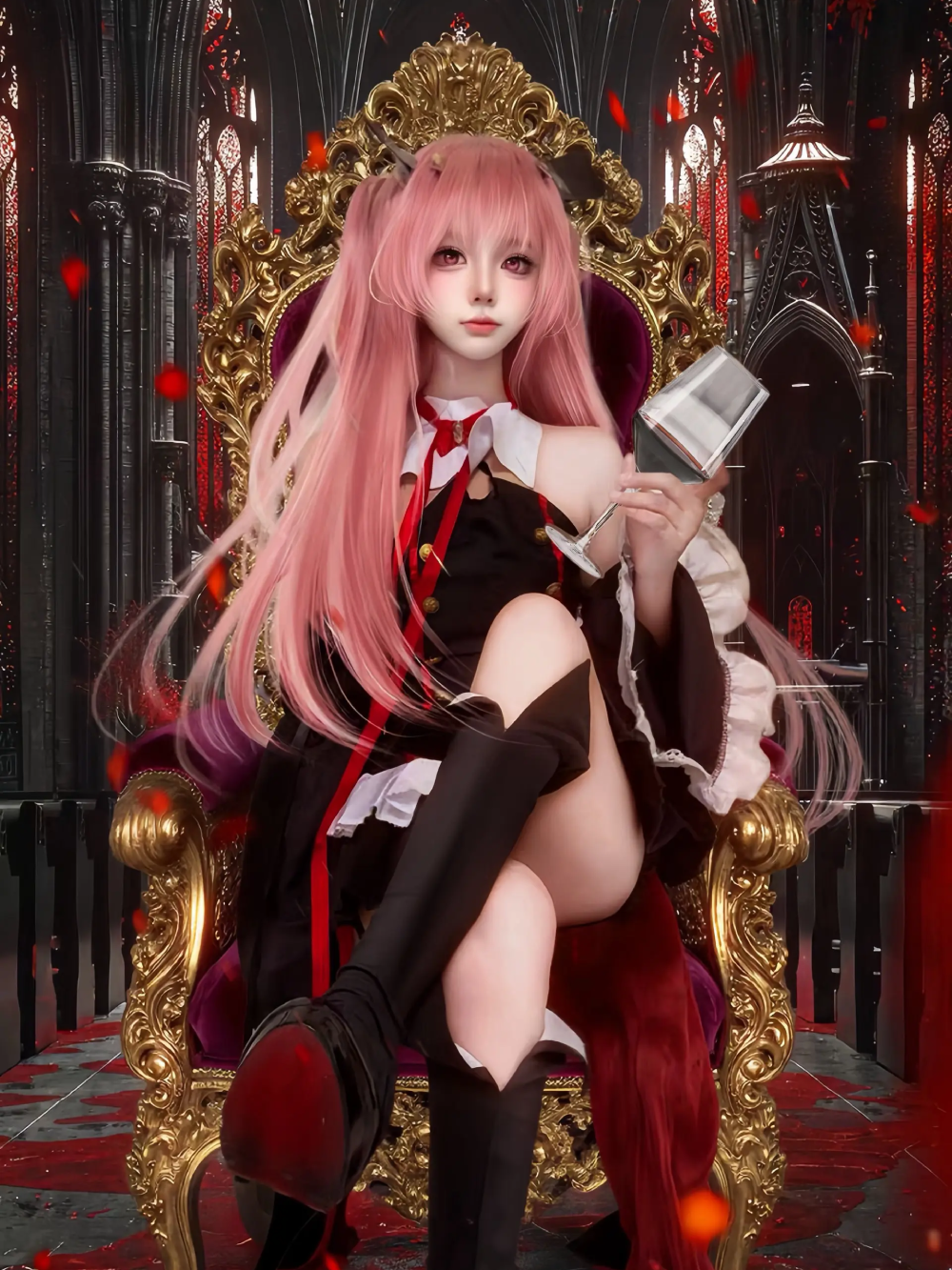 cosplay Krul Tepes váy xếp tầng