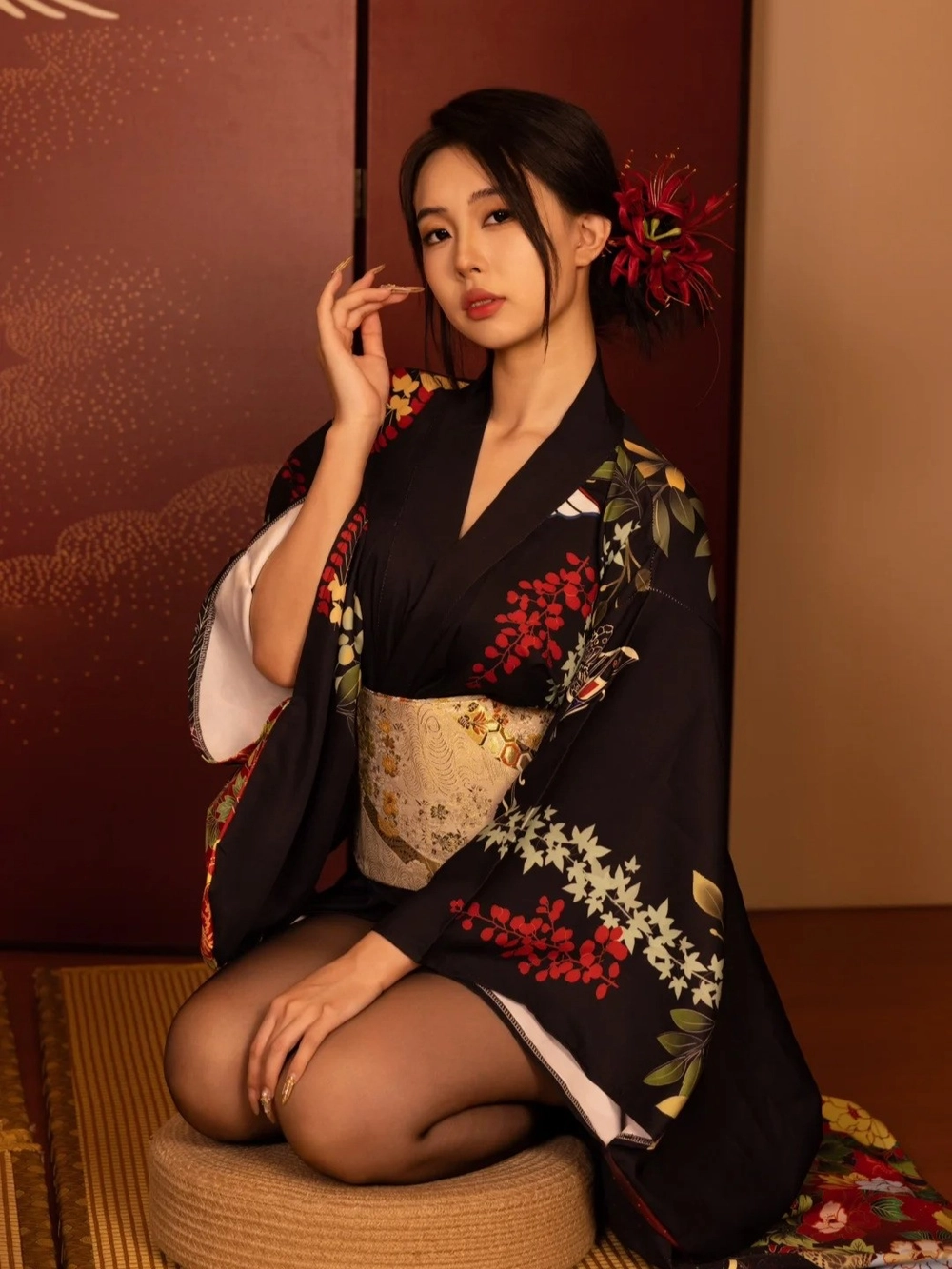 anime kimono cosplay ngoài trời
