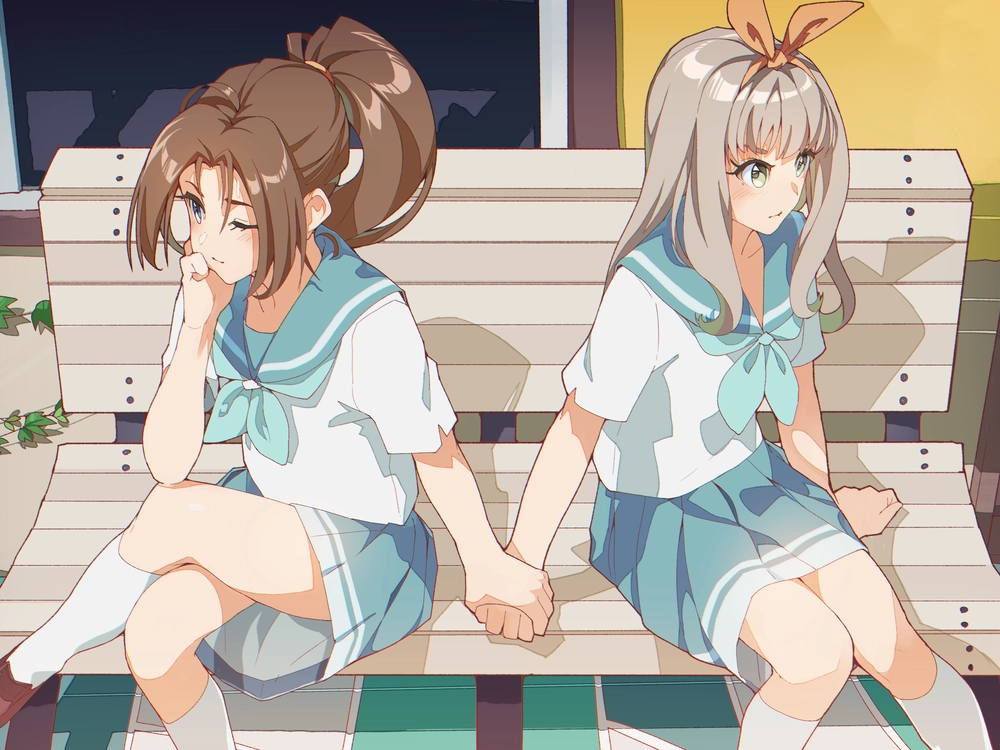 hình anime nắm tay hoàng hôn