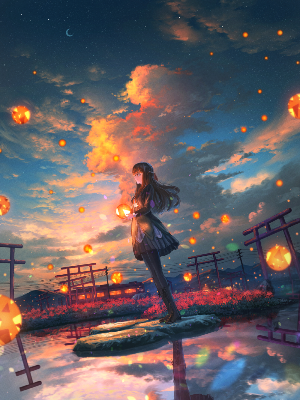 Ảnh anime nam cùng ánh sáng hoa bỉ ngạn