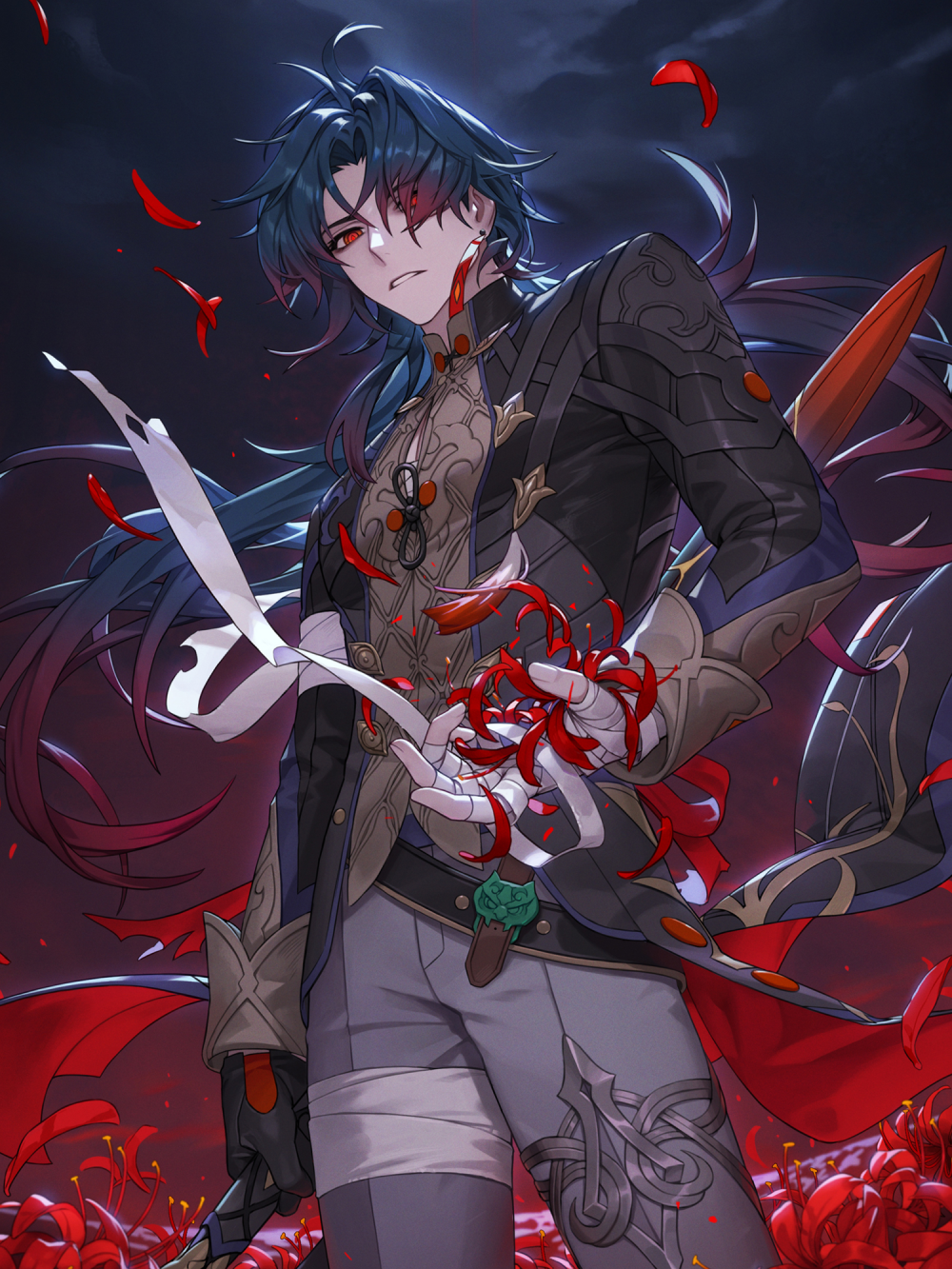 Ảnh anime nữ với hoa bỉ ngạn