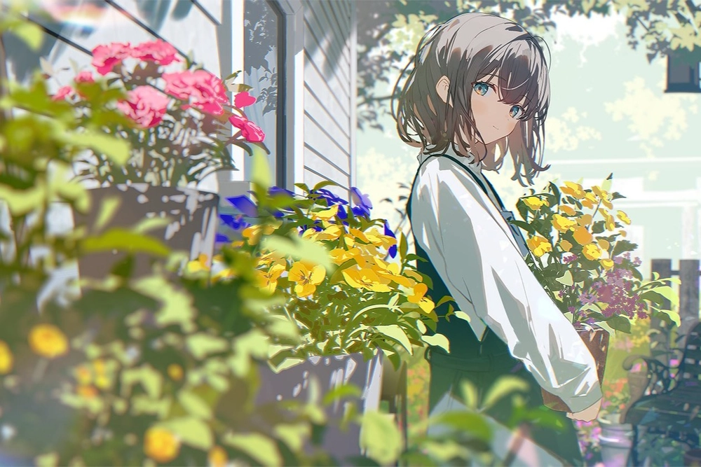 anime đồng hoa giữa thiên nhiên