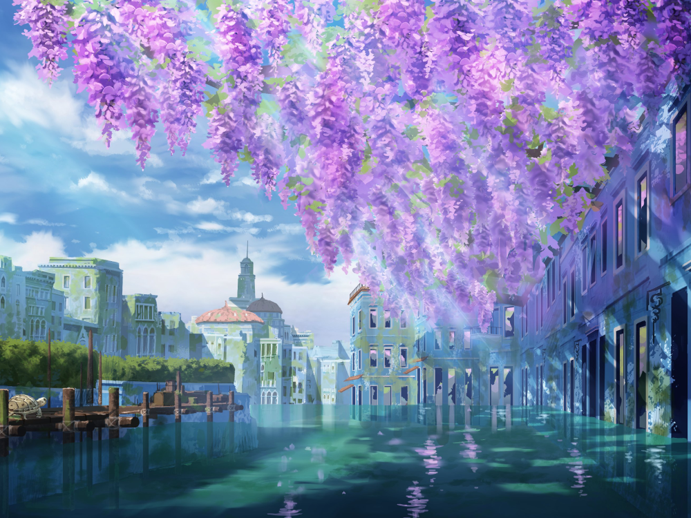 anime hoa tử đằng ánh sáng mềm