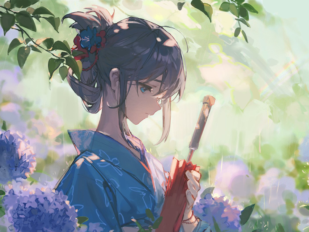 cẩm tú cầu anime màu tím