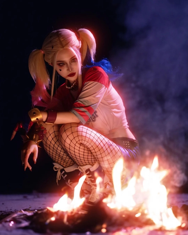 harley quinn cosplay nghệ thuật ánh sáng