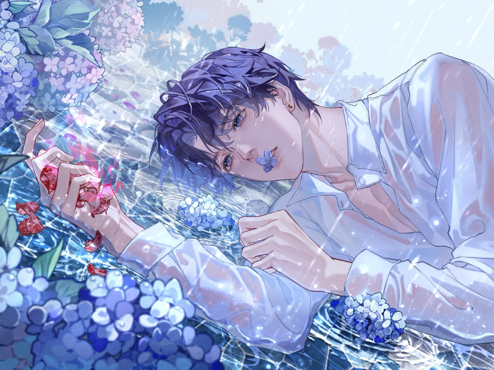 hoa cẩm tú cầu anime bồng bềnh