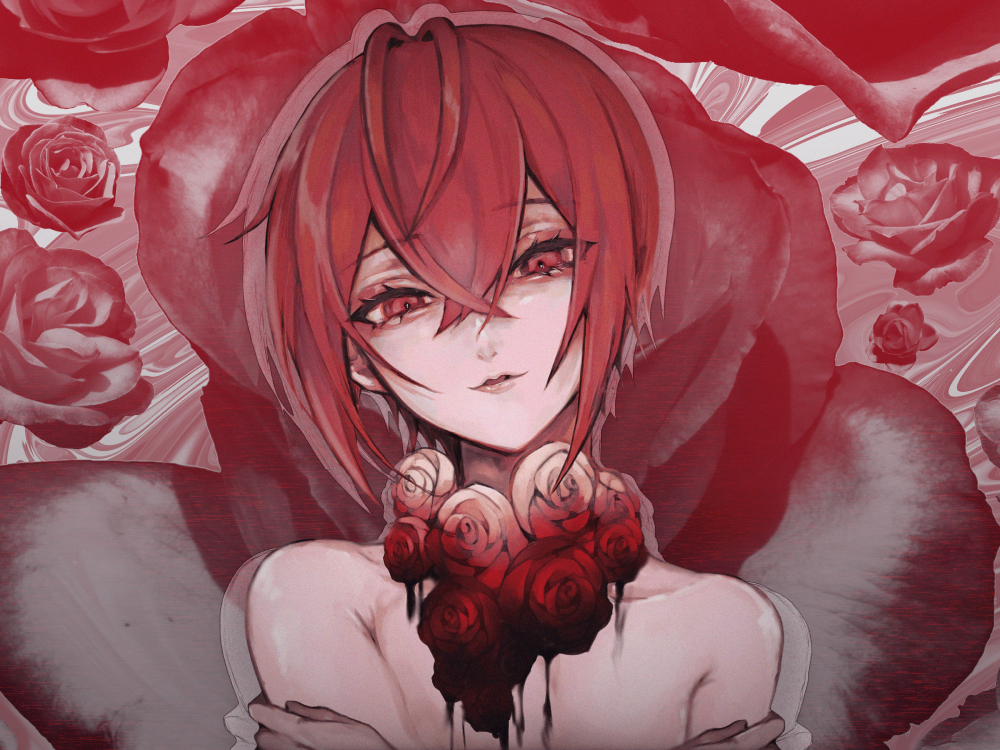 hoa hồng anime nền trắng