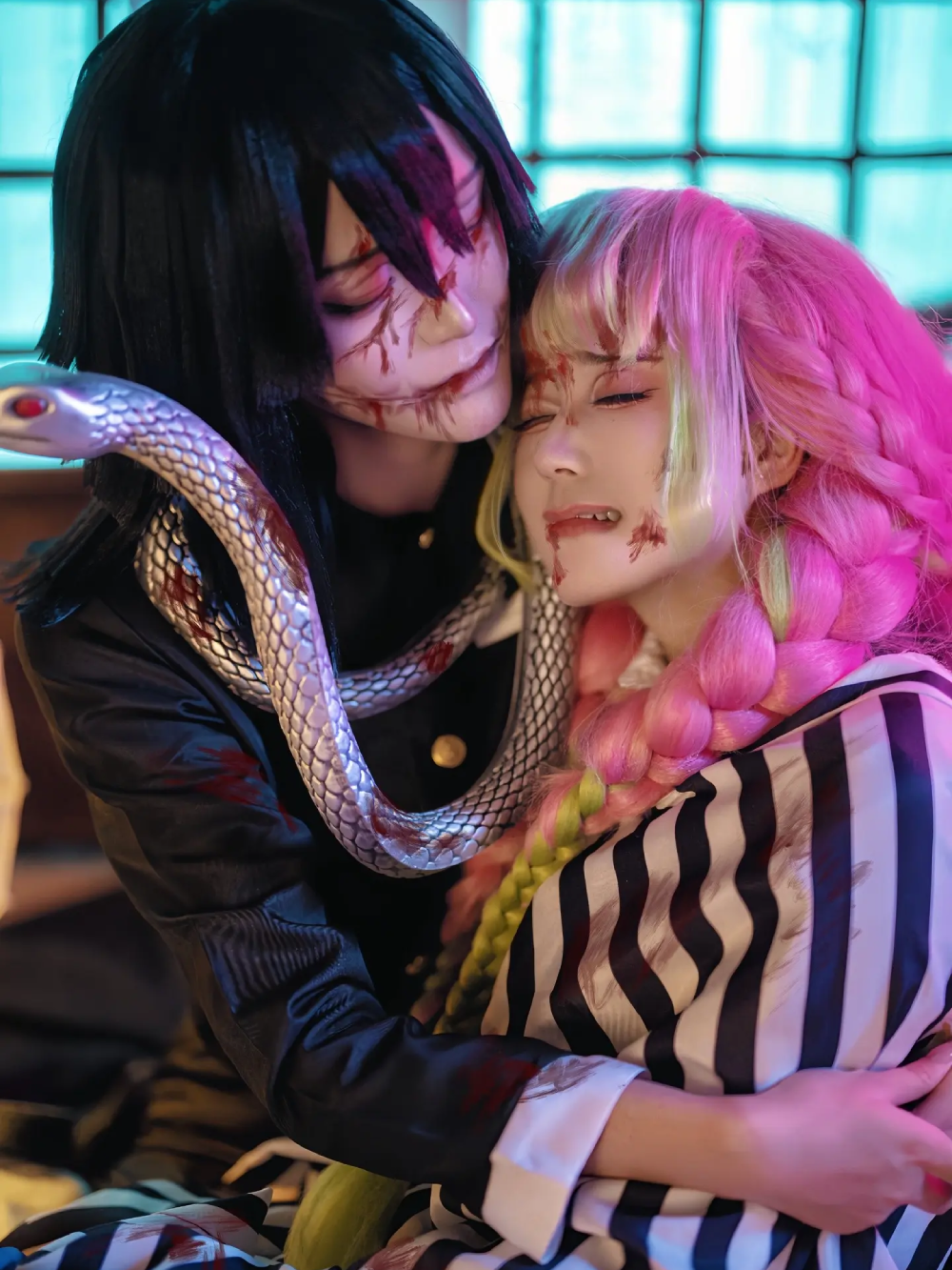 obanai cosplay kimono sọc