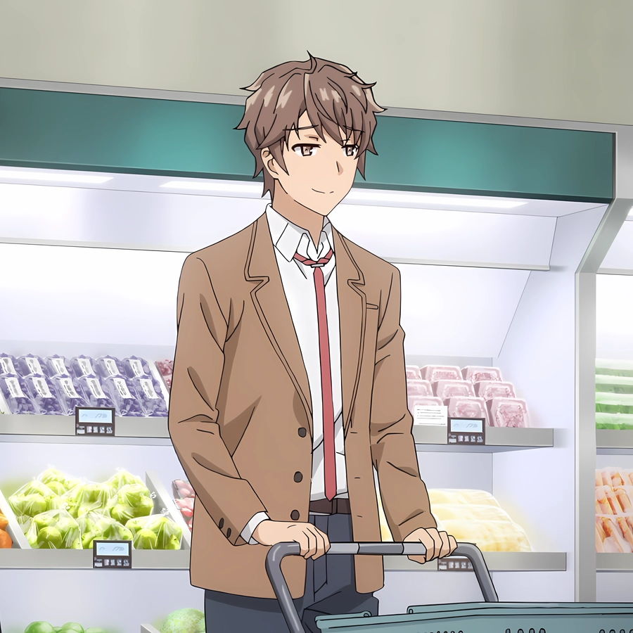 sakuta azusagawa với nụ cười hiền