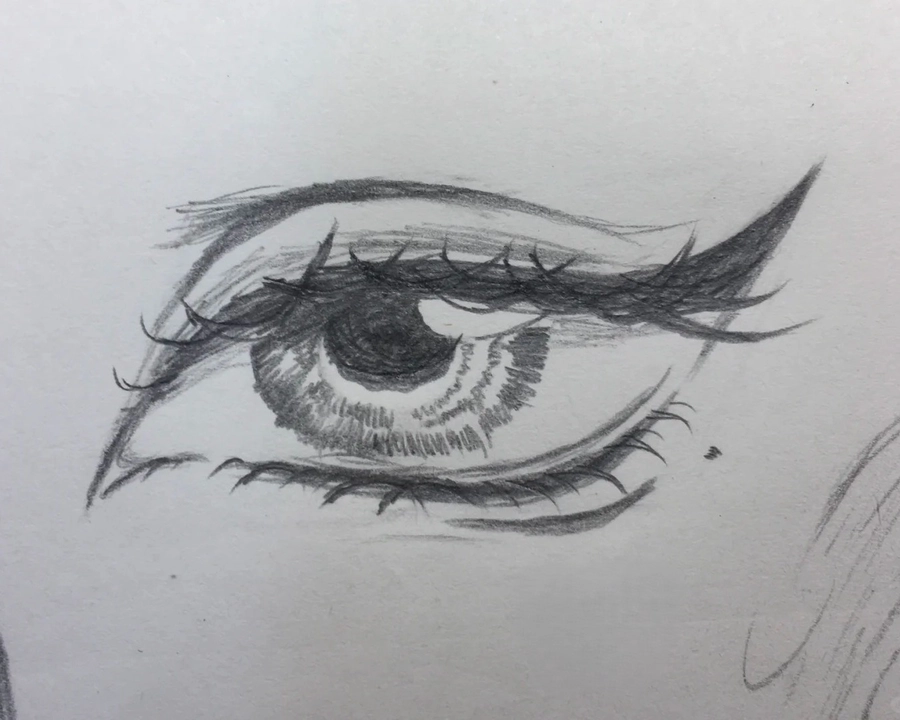 ảnh hoàn thiện vẽ mắt anime nữ màu nước