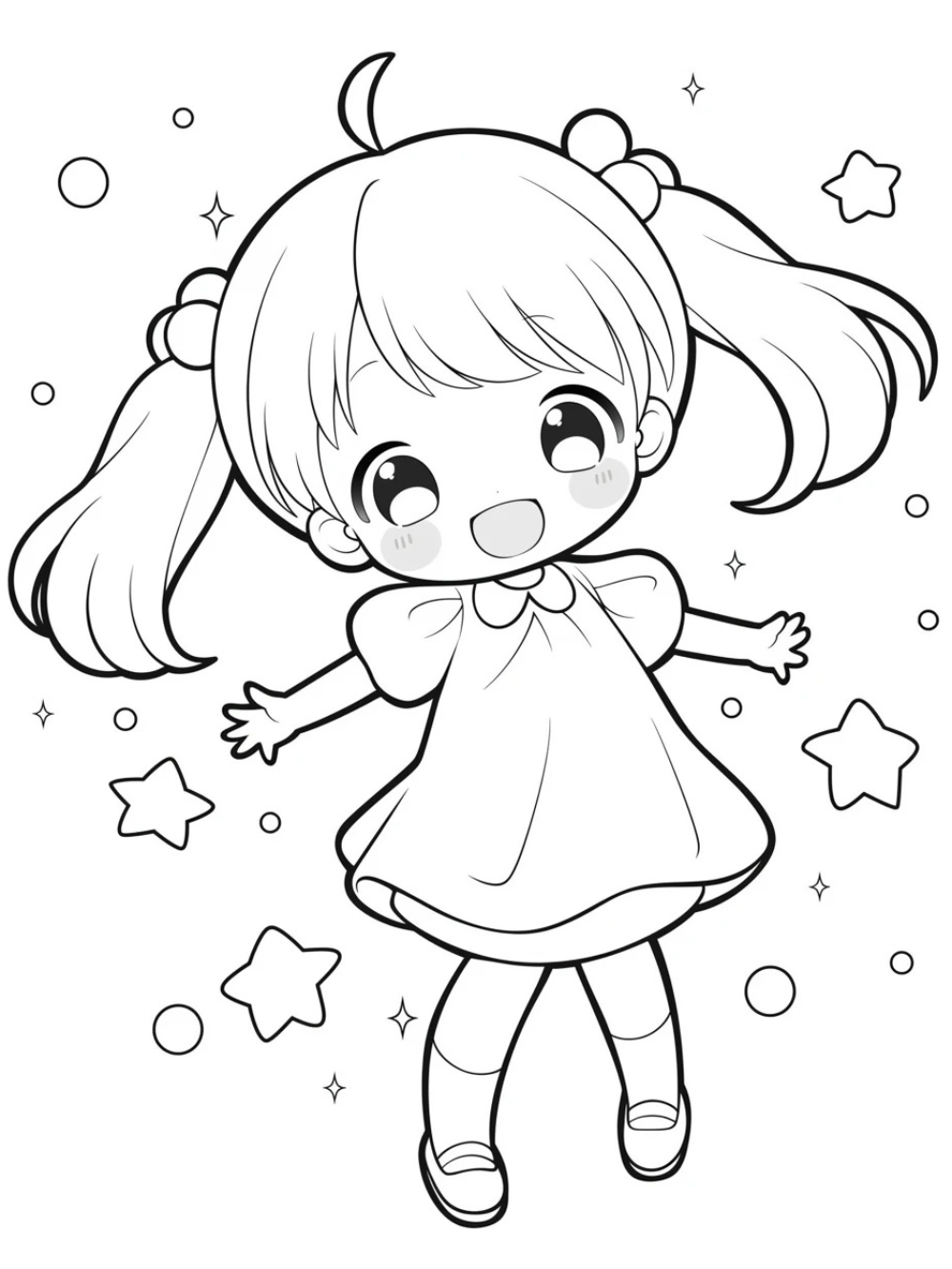 anime chibi girl cute dễ vẽ minh họa