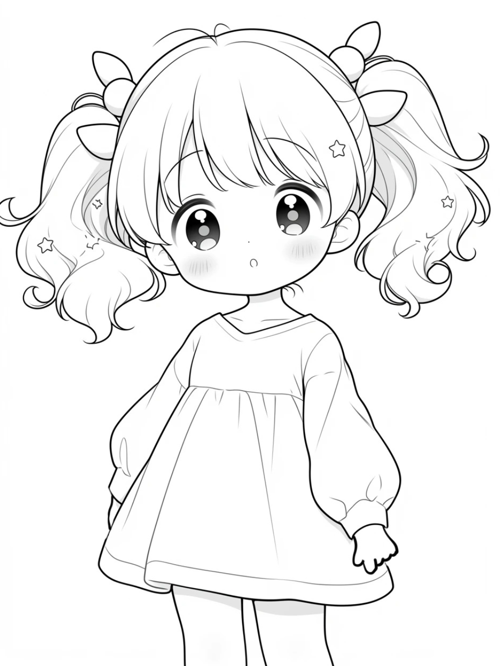 anime girl chibi cute dễ vẽ bản đơn giản