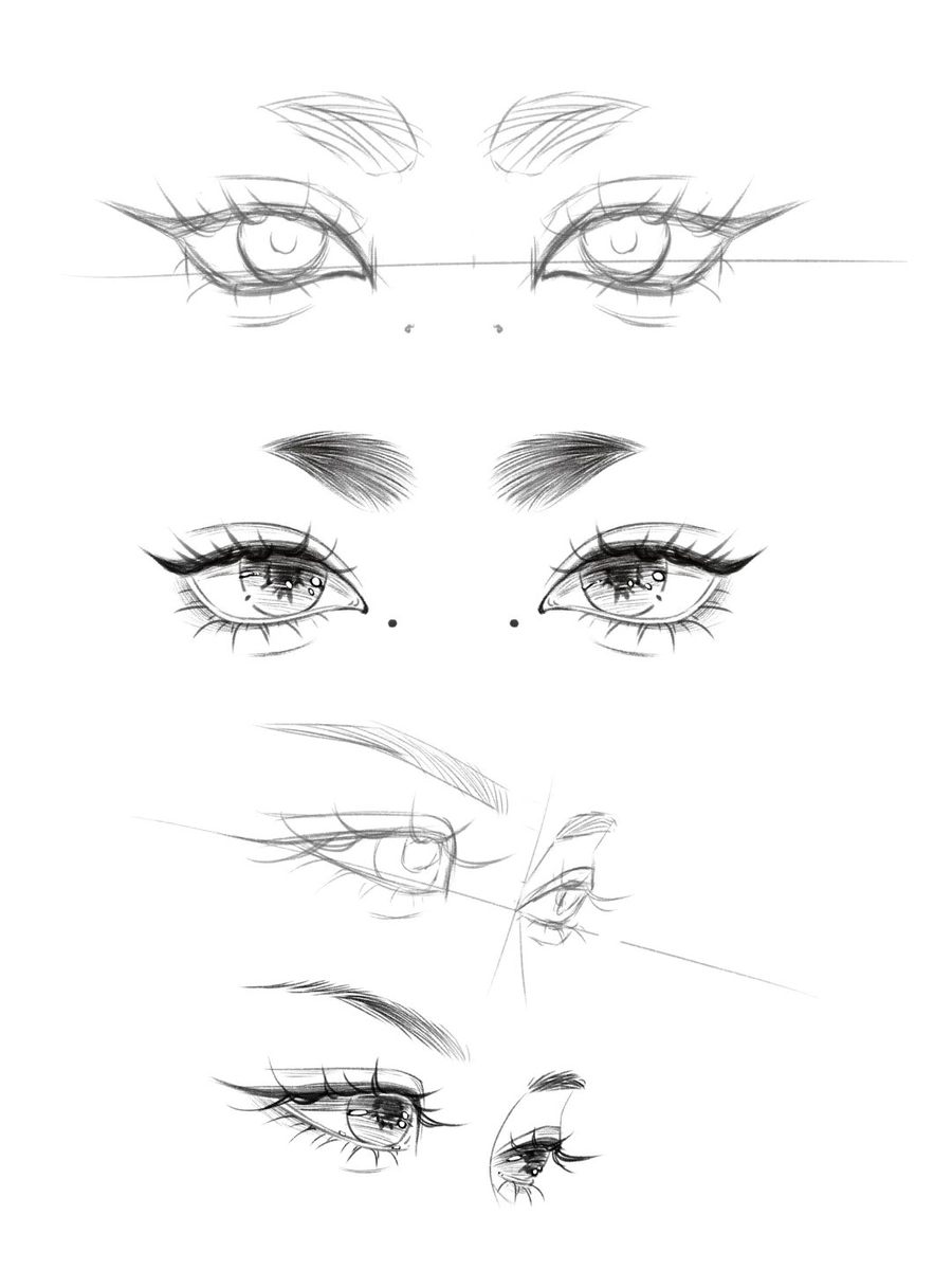 bản sketch vẽ mắt anime nữ tóc ngắn