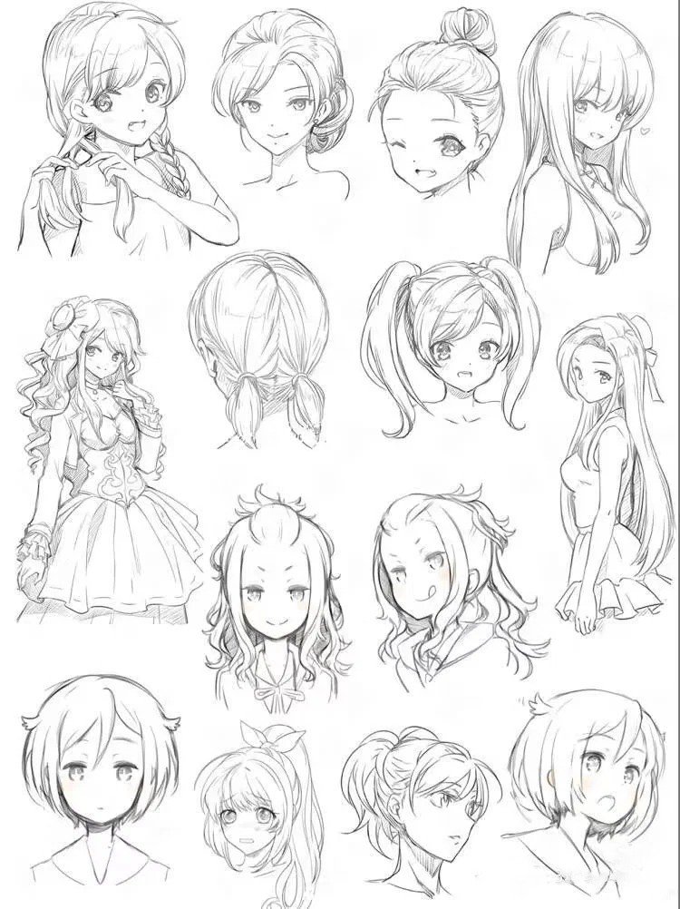 bộ sưu tập ảnh vẽ tóc anime nữ phong cách nhật