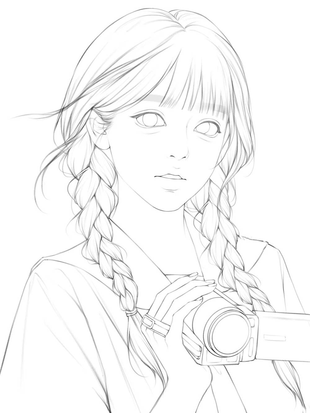 cách vẽ anime nữ tóc dài