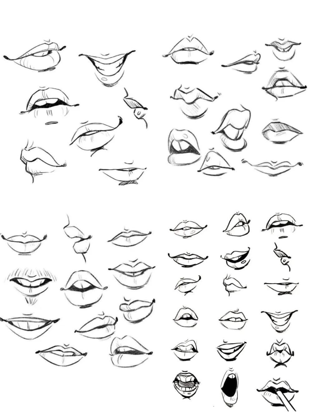 gợi ý cách vẽ môi anime bằng bút chì dễ