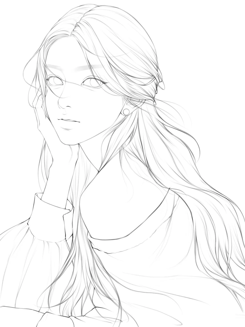 hình vẽ anime nữ bằng bút chì