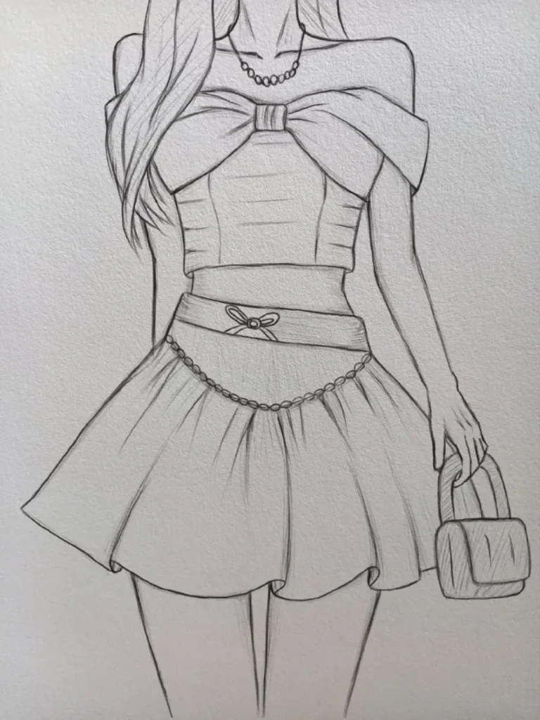 mẫu vẽ váy dạ hội anime sang trọng