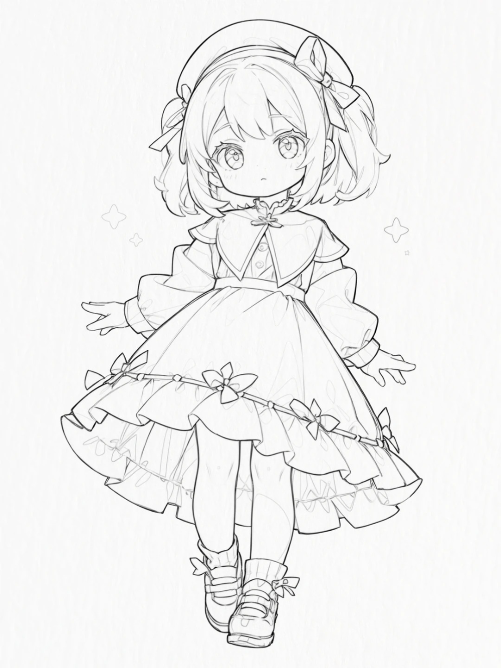 sketch anime girl chibi dễ vẽ
