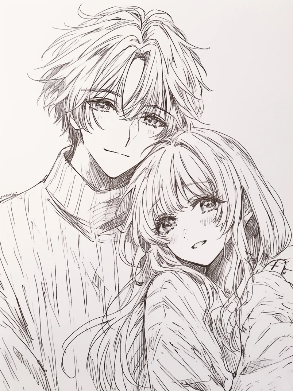 tạo dáng vẽ nhân vật anime cặp đôi dễ thương