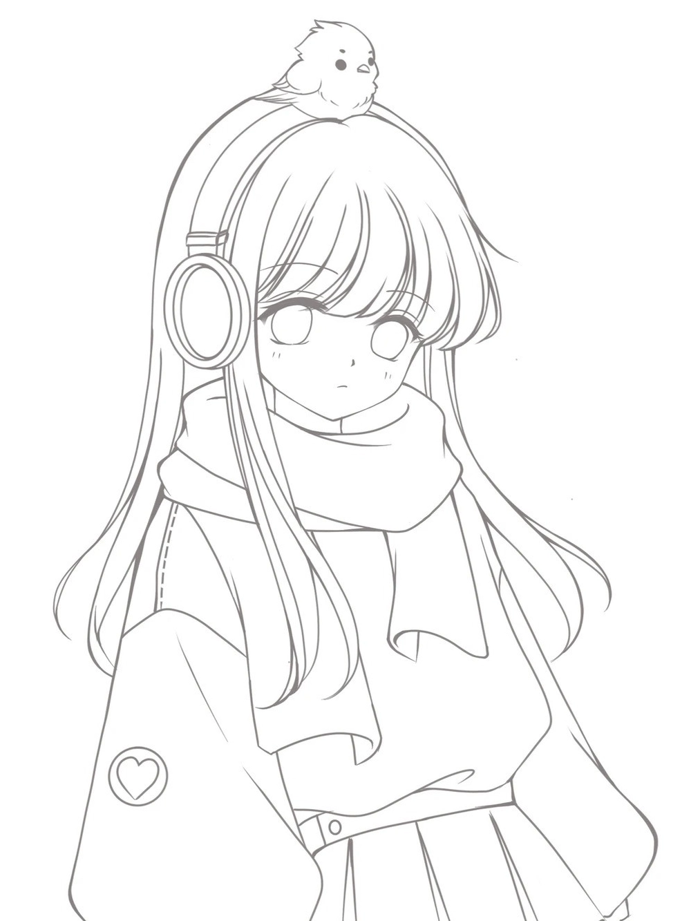 tranh vẽ anime nữ đơn giản