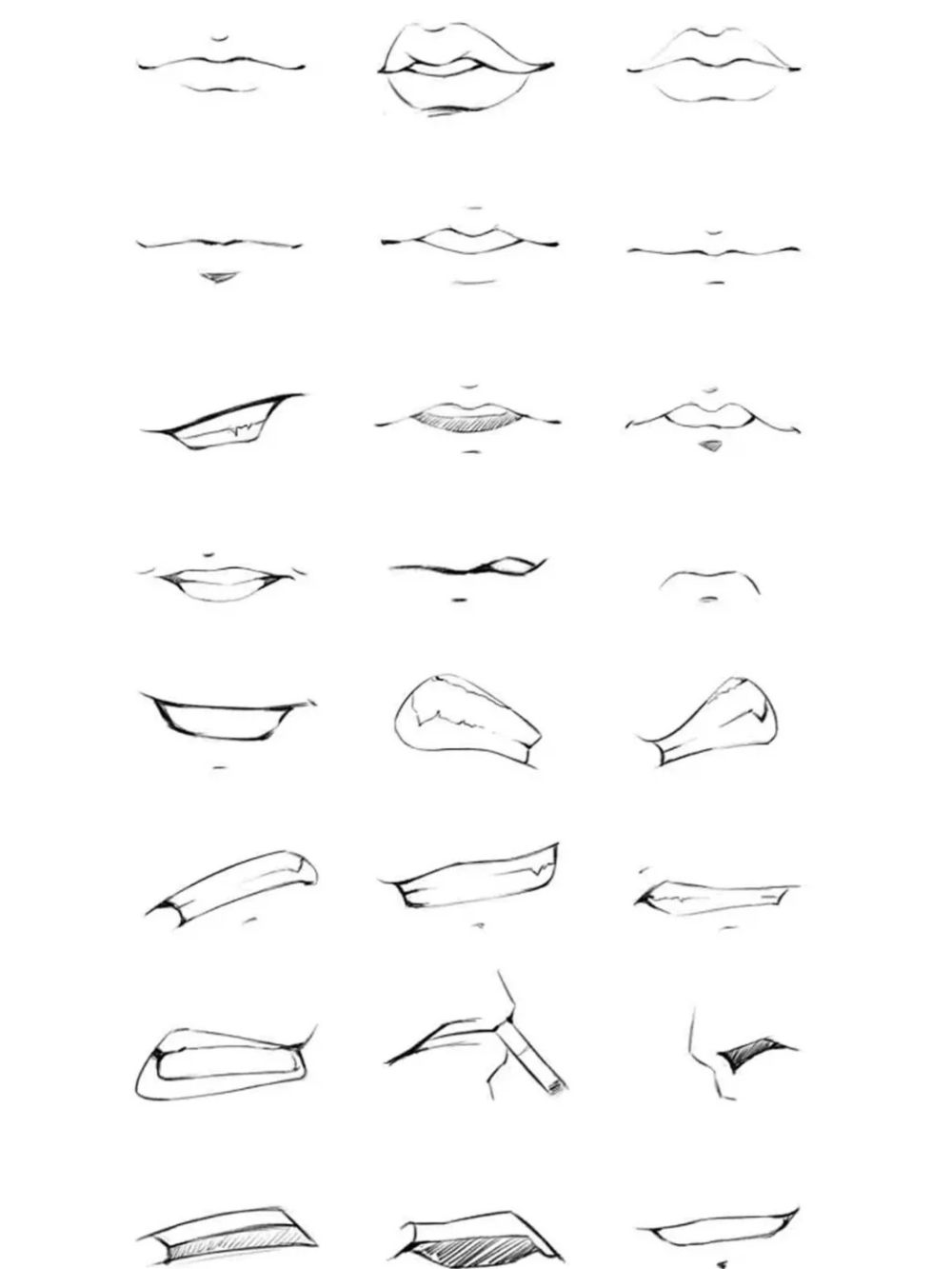 tự học vẽ môi anime nữ