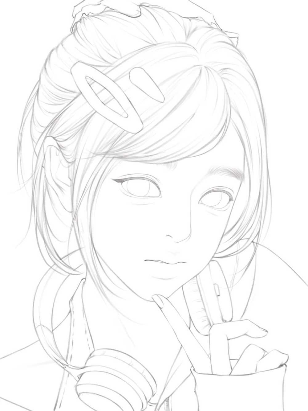 vẽ anime nữ đơn giản bằng bút chì