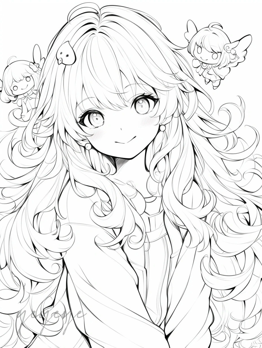 vẽ cô gái anime đơn giản cute