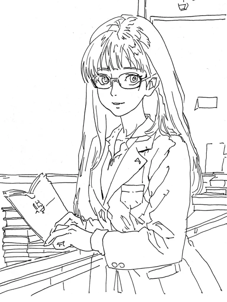 vẽ cô giáo anime khung cảnh lớp