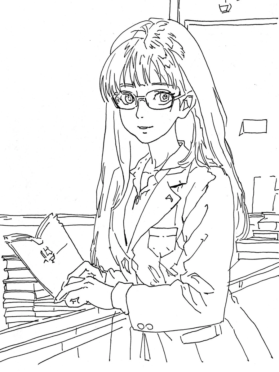 vẽ cô giáo anime khung cảnh lớp