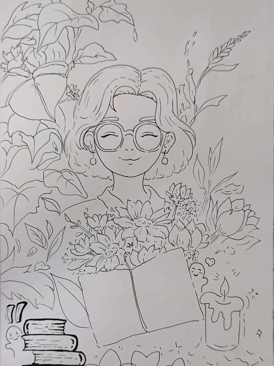 vẽ cô giáo anime màu nhẹ