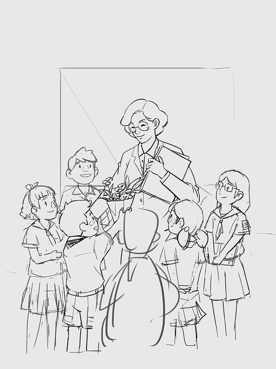 vẽ cô giáo anime minh họa