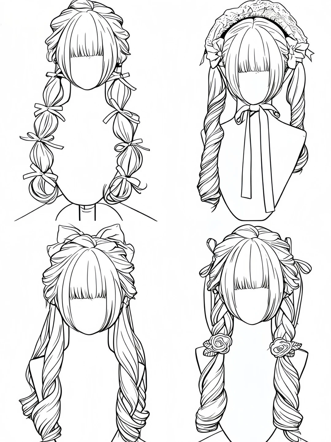 vẽ tóc anime nữ đơn giản 1