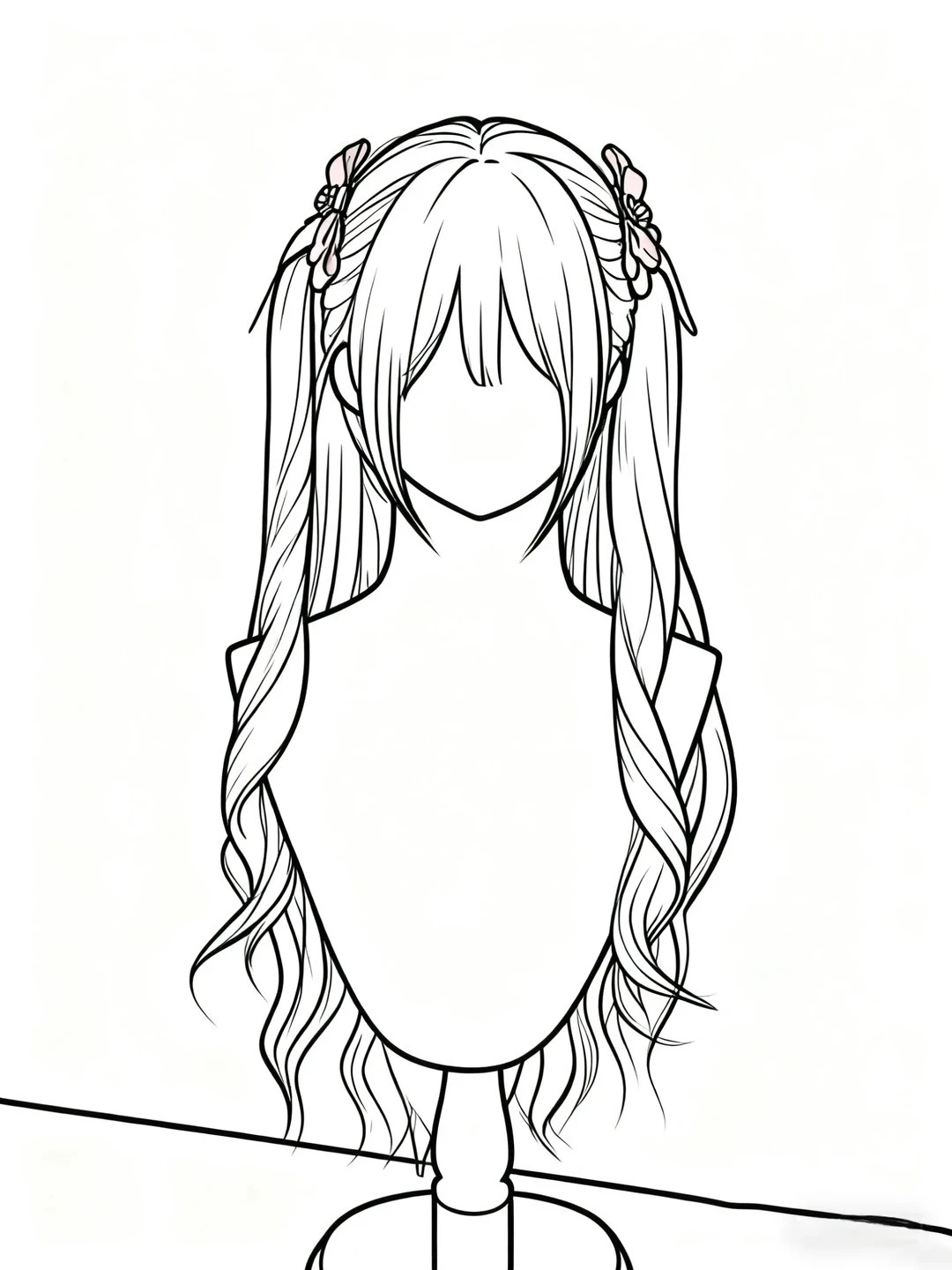 vẽ tóc anime nữ đơn giản 5
