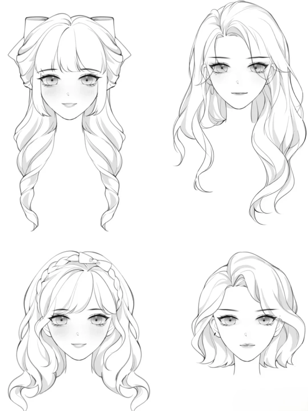 vẽ tóc anime nữ đơn giản 7