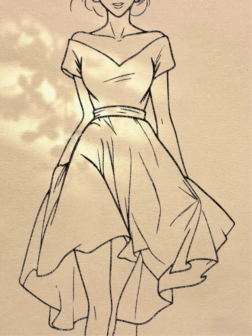 vẽ váy cổ trang anime chi tiết hoa văn