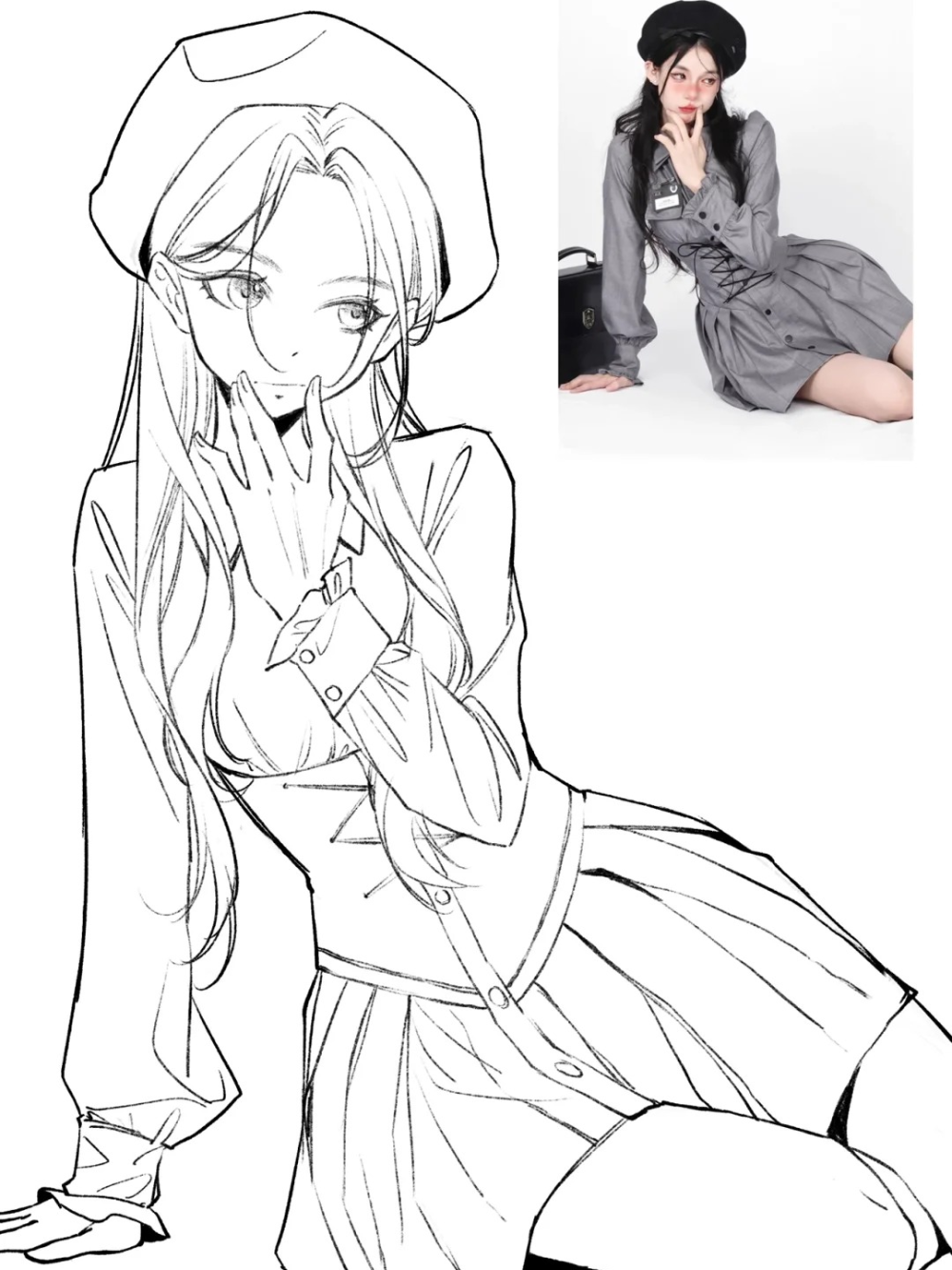 vẽ váy cổ trang anime nữ tính