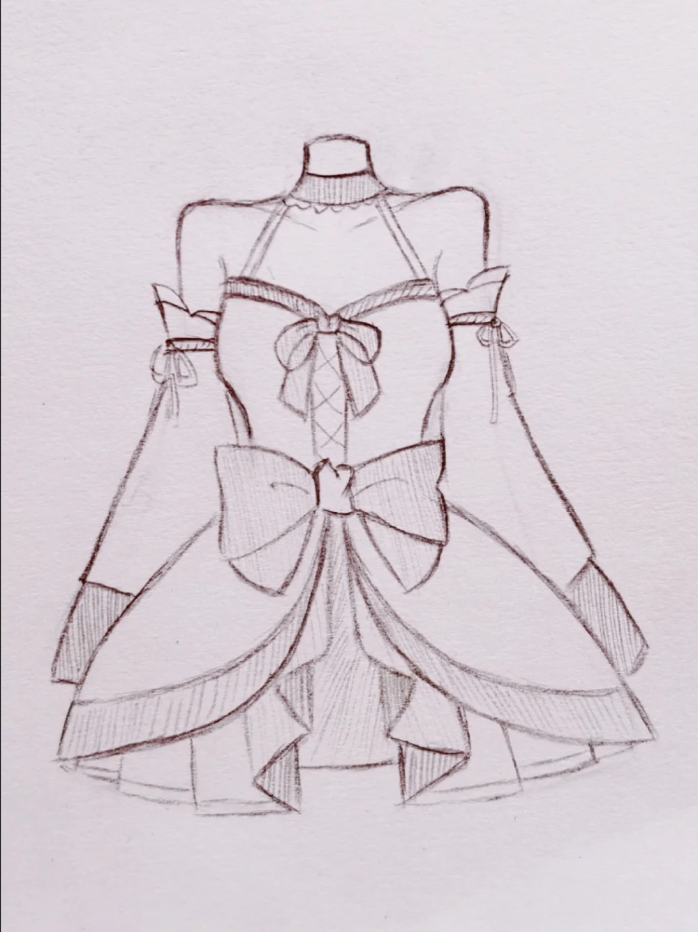 vẽ váy dạ hội anime nhẹ nhàng