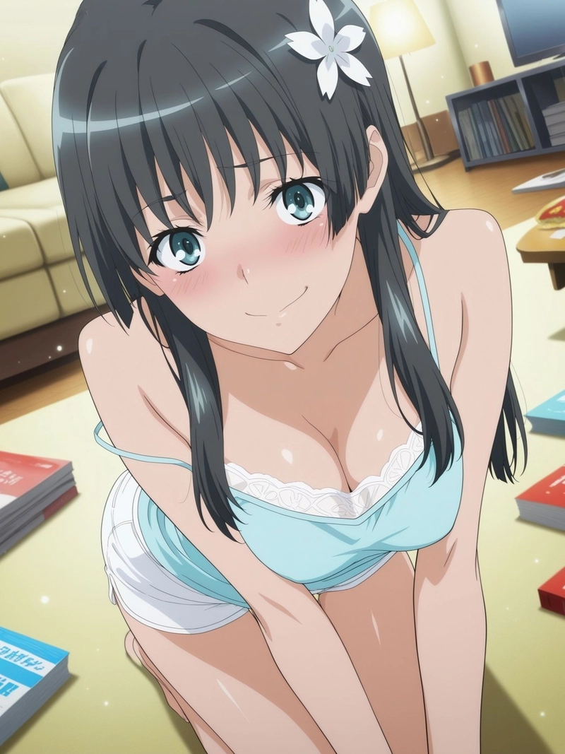 Ảnh ecchi anime cô gái tóc đen đồ lót gợi cảm