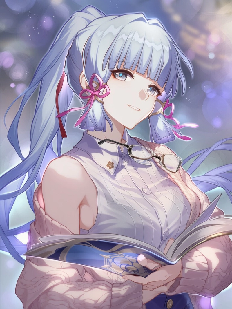 Ảnh ecchi anime cô gái tóc tím mắt tím mơ màng