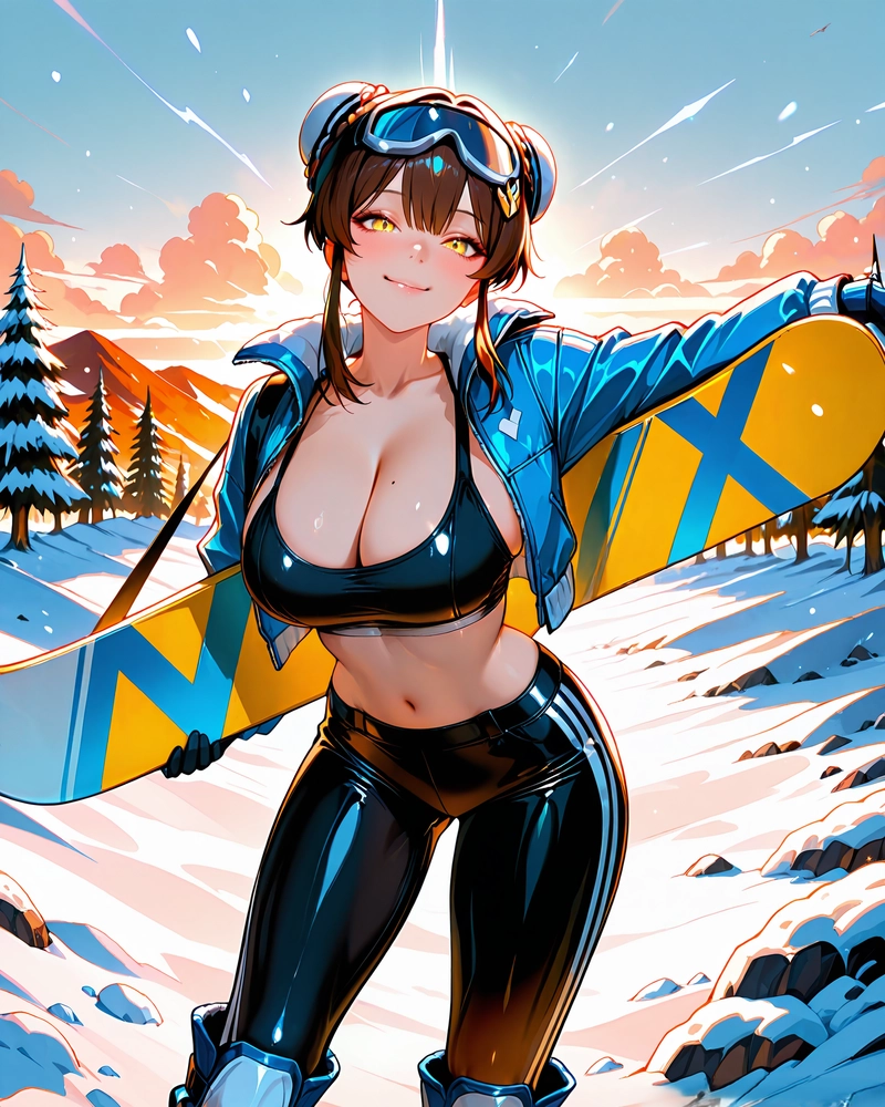 Ảnh ecchi anime cô gái trượt tuyết mặc bikini gợi cảm