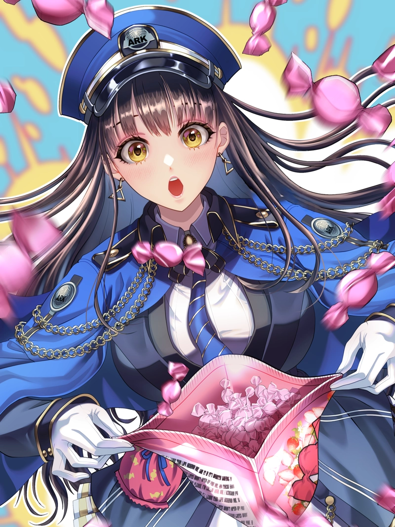 Ảnh nhân vật anime cô gái đội mũ cảnh sát xanh dương